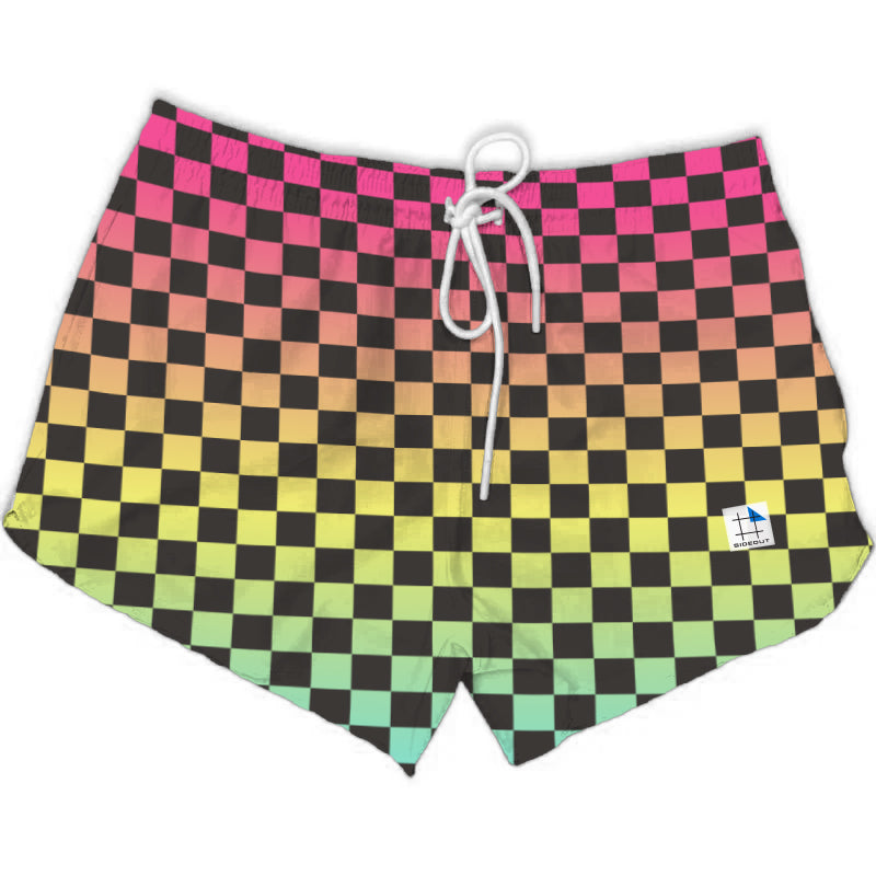 Endless Summer Rainbow Check Women's Volley Shorts